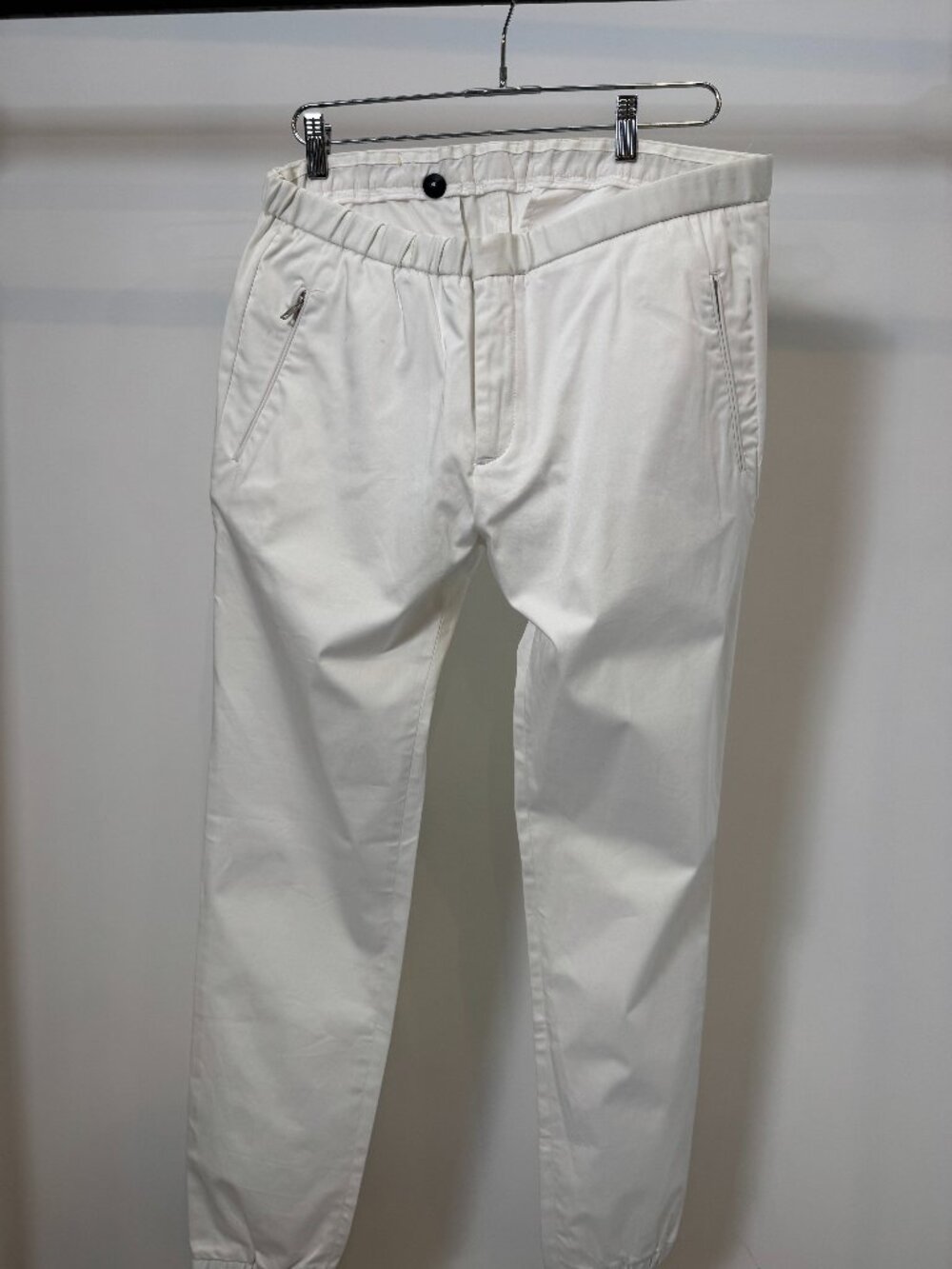 Zara Man White Zip Pocket Elastic Waist Jogger Pants